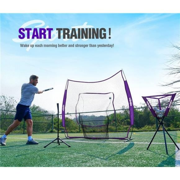 7x7 Feet Baseball Softball Hitting Pitching Net Tee Caddy Set with Strike Zone - Picture 5 of 6